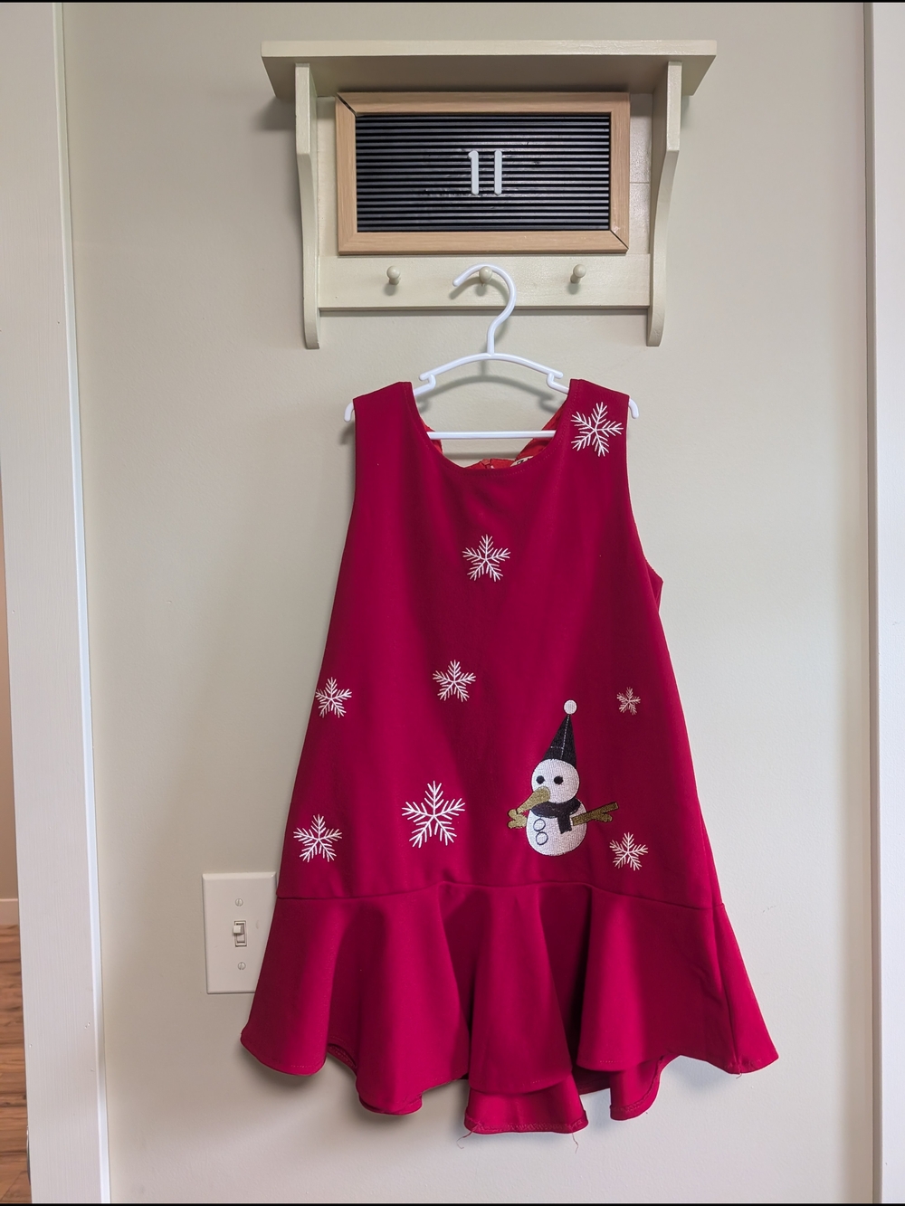 Zara Girls Red Snowman & Snowflake Holiday Dress